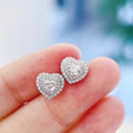 Sweet Heart Shape Copper Stud Earrings With Full Pave Cubic Zirconia For Women view 2