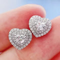 Sweet Heart Shape Copper Stud Earrings With Full Pave Cubic Zirconia For Women view 1