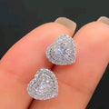 Sweet Heart Shape Copper Stud Earrings With Full Pave Cubic Zirconia For Women view 3