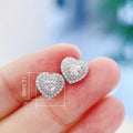 Sweet Heart Shape Copper Stud Earrings With Full Pave Cubic Zirconia For Women view 5