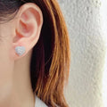Sweet Heart Shape Copper Stud Earrings With Full Pave Cubic Zirconia For Women view 4