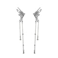 Elegant Silver Alloy Butterfly Tassel Chain Clip On Earrings For Women No Piercing Long Dangle Earrings view 5
