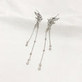 Elegant Silver Alloy Butterfly Tassel Chain Clip On Earrings For Women No Piercing Long Dangle Earrings view 4