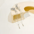 Elegant Silver Alloy Butterfly Tassel Chain Clip On Earrings For Women No Piercing Long Dangle Earrings view 3