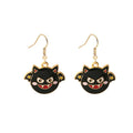 Halloween Pumpkin Black Cat Haunted House Enamel Alloy Dangle Hook Fun Holiday Party Earrings view 5