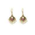 Vintage Hollow Teardrop Alloy Rhinestone Faux Pearl Tassel Elegant Bohemian Hook Dangle Earrings view 5