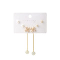Sterling Silver Needle Bow Flower Tassel Earring Set, Zircon Heart Pearl Stud Earrings 3 Pairs view 5