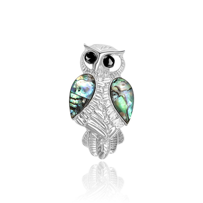 Alloy Abalone Shell Owl Brooch For Vintage Clothing Accessories
