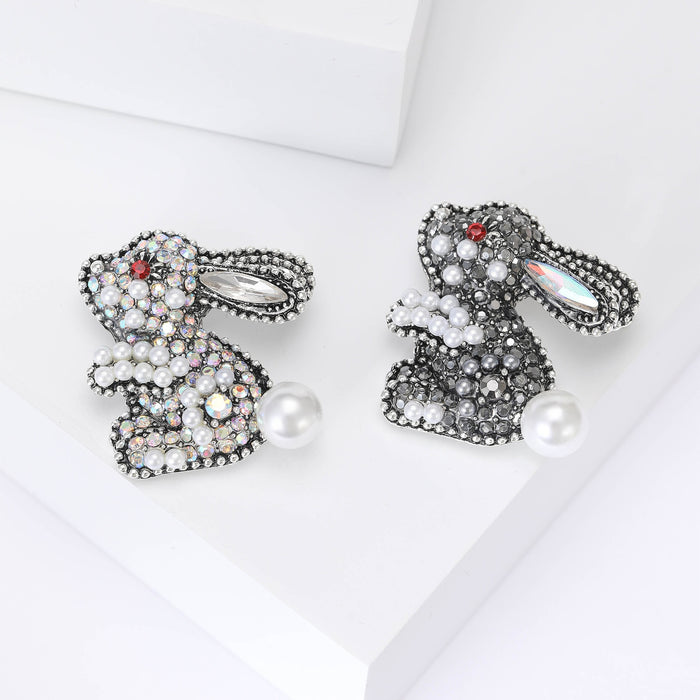 Alloy Rhinestone Rabbit Brooch For Zodiac Clothing Accessories