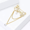 Alloy Zircon Queen Letter Tassel Brooch For Elegant Apparel Decoration view 2