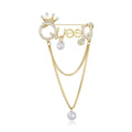 Alloy Zircon Queen Letter Tassel Brooch For Elegant Apparel Decoration view 1