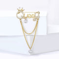 Alloy Zircon Queen Letter Tassel Brooch For Elegant Apparel Decoration view 3