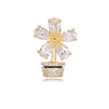Alloy Crystal Flower Pot Brooch Pin For Suit Apparel Decoration view 4