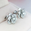 Elegant Camellia Flower Zircon Stud Earrings For Women Light Luxury Floral Jewelry view 2