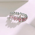 Simple Forest Style Pink Flower Resin Ring, Romantic Woven Wreath Index Finger Ring For Students view 4