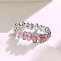 Simple Forest Style Pink Flower Resin Ring, Romantic Woven Wreath Index Finger Ring For Students view 1