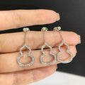 Chinese Style Hollow Gourd Long Drop Earrings With Super Shiny Cubic Zirconia For Women view 4