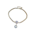 Real Gold Plated Pearl Waterdrop Zircon Spliced Irregular Geometric Necklace For Women view 5
