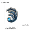 Alloy Enamel Rhinestone Wave Brooch For Unisex Suit Decoration view 4