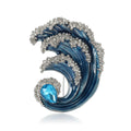 Alloy Enamel Rhinestone Wave Brooch For Unisex Suit Decoration view 5