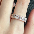 Korean Style Three Layer Full Pave Zircon Ring For Women, Classic Wedding Band view 2
