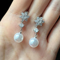 Baroque Snowflake Faux Pearl Drop Earrings Copper Platinum Plated Tassel Earrings For Women view 4