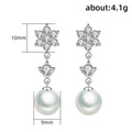 Baroque Snowflake Faux Pearl Drop Earrings Copper Platinum Plated Tassel Earrings For Women view 5