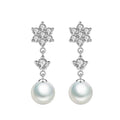 Baroque Snowflake Faux Pearl Drop Earrings Copper Platinum Plated Tassel Earrings For Women view 2