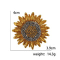 Alloy Enamel Sunflower Brooch Pin With Rhinestones For Garment Decoration view 5