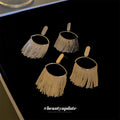 Gold Plated Copper Oval Tassel Drop Earrings With Silver Pins Geometric Statement Style view 1