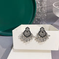 Vintage Bohemian Tassel Spliced Round Stud Earrings, Exotic Style Women's Fashion Earrings view 3