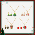 Christmas Cartoon Reindeer Santa Tree Gift Box Enamel Alloy Stud Jewelry Set For Women Earrings view 1