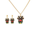Christmas Cartoon Reindeer Santa Tree Gift Box Enamel Alloy Stud Jewelry Set For Women Earrings view 5