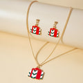 Christmas Cartoon Reindeer Santa Tree Gift Box Enamel Alloy Stud Jewelry Set For Women Earrings view 2