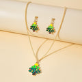 Christmas Cartoon Reindeer Santa Tree Gift Box Enamel Alloy Stud Jewelry Set For Women Earrings view 3