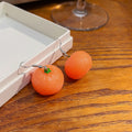 Cute Candy Color Acrylic Orange Fruit Drop Dangle Hook Earrings, Sweet Realistic Alloy Earrings view 3