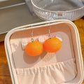 Cute Candy Color Acrylic Orange Fruit Drop Dangle Hook Earrings, Sweet Realistic Alloy Earrings view 4
