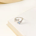 French Romantic Cat Eye Stone Heart Open Ring, Minimal Niche Light Luxury Adjustable Finger Jewelry view 2