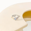 French Romantic Cat Eye Stone Heart Open Ring, Minimal Niche Light Luxury Adjustable Finger Jewelry view 4