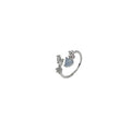 French Romantic Cat Eye Stone Heart Open Ring, Minimal Niche Light Luxury Adjustable Finger Jewelry view 5