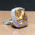European American Square Micro Pave Pink Zircon Ring, Elegant Simulated Wedding Jewelry view 3