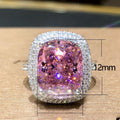 European American Square Micro Pave Pink Zircon Ring, Elegant Simulated Wedding Jewelry view 5