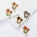 Alloy Rhinestone Sunflower Brooch Pin For Elegant Womens Apparel Accessories view 1