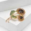 Alloy Rhinestone Sunflower Brooch Pin For Elegant Womens Apparel Accessories view 3