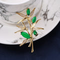 Alloy Bamboo Brooch With Zircon Inlay For Elegant Lapel Decor view 4
