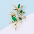 Alloy Bamboo Brooch With Zircon Inlay For Elegant Lapel Decor view 3