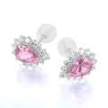 Korean Style Water Drop Zircon Stud Earrings, Shiny Sweet Pear Shape Earrings For Women view 2