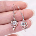 Hollow Geometric Angel Wing Zircon Drop Earrings, Elegant Versatile Fashion Ear Jewelry view 1