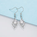 Hollow Geometric Angel Wing Zircon Drop Earrings, Elegant Versatile Fashion Ear Jewelry view 3