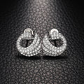 Luxury Swan Stud Earrings For Women, Full Zircon Spiral Animal Earrings Fashion Jewelry view 1